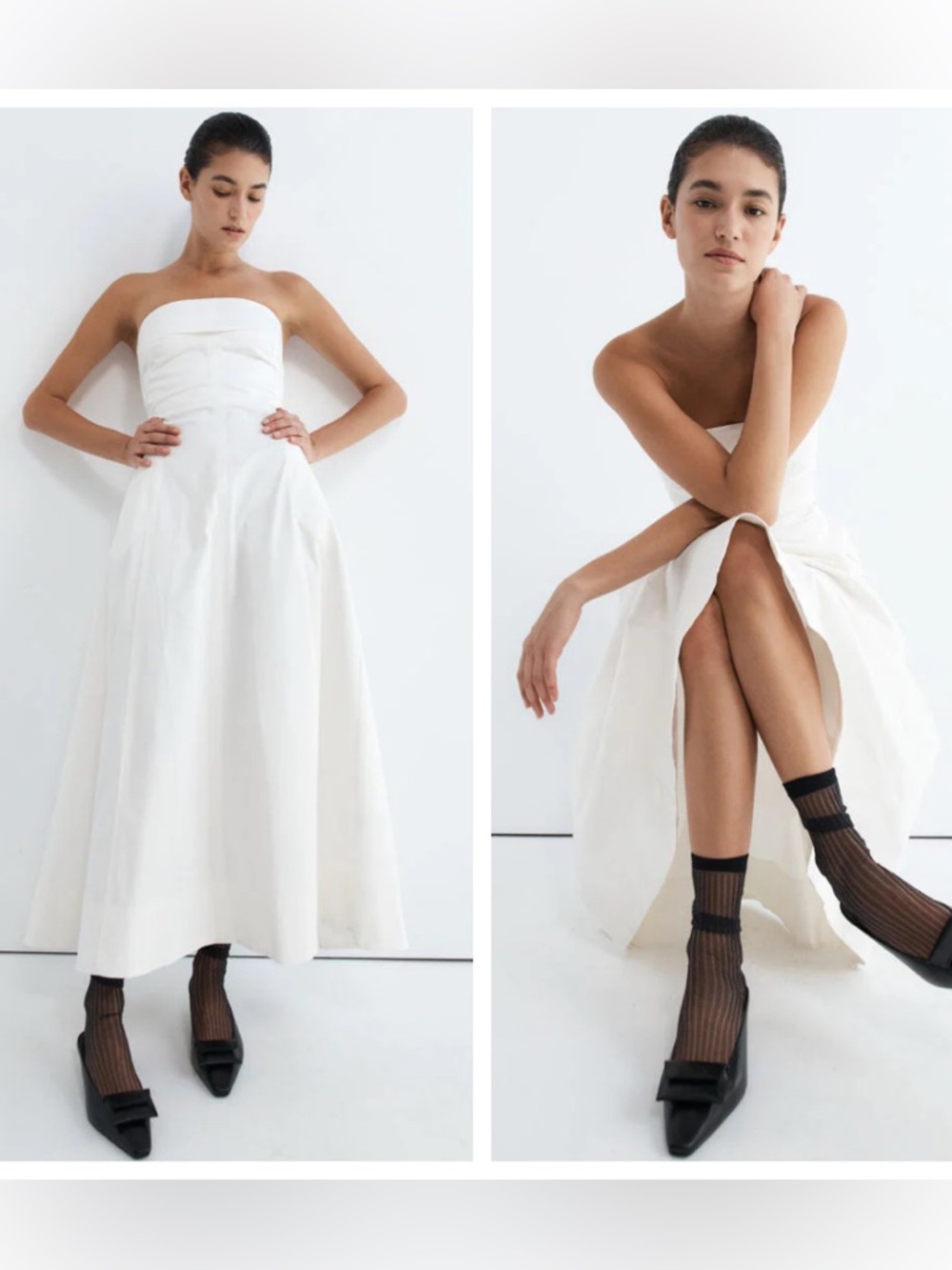 St. Agni Sculpted Cotton Strapless Dress in Milk